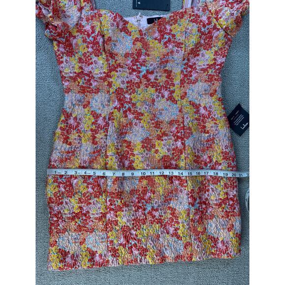 NWT Lulus Sweetest Essence Blush Floral Jacquard Pull Sleeve Mini Dress Size XL - Picture 11 of 12